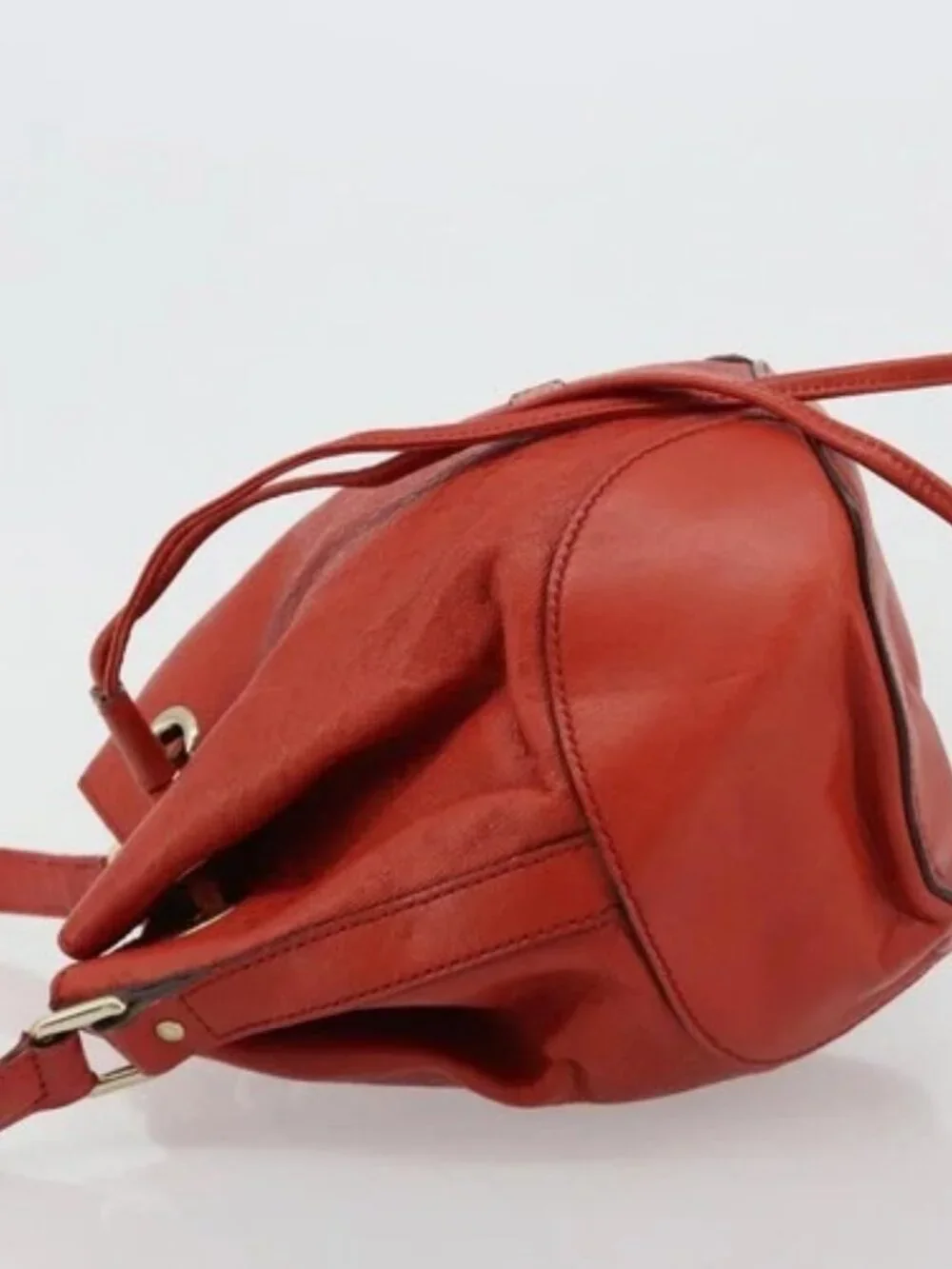 GUCCI Diamante Shoulder Bag Leather Red Gold 354229 Auth 181220